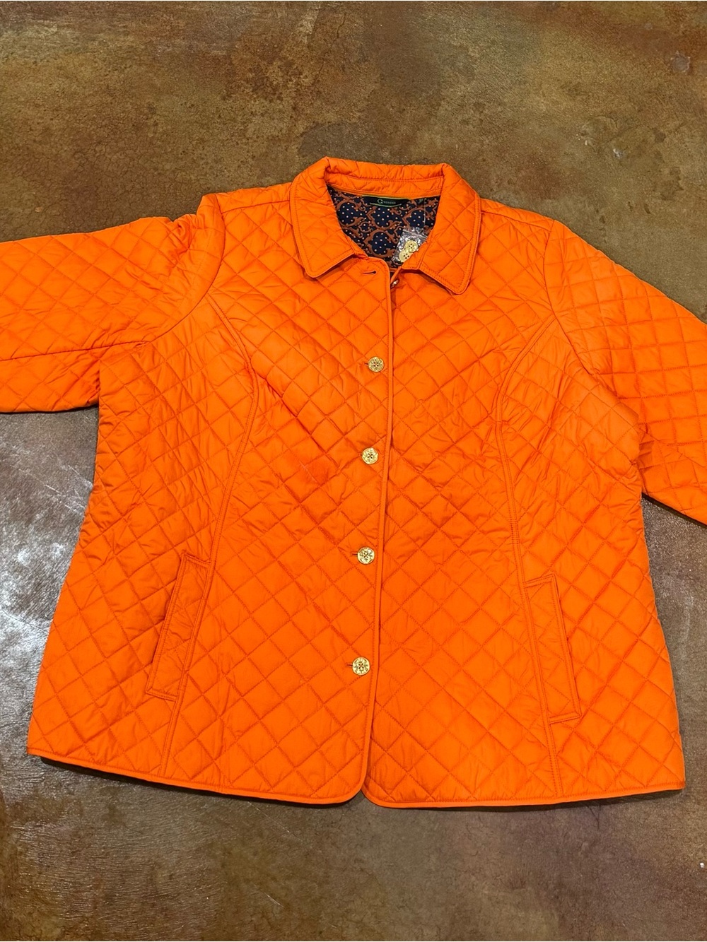 C Wonder Quilted Orange Women's Button-Up Jacket